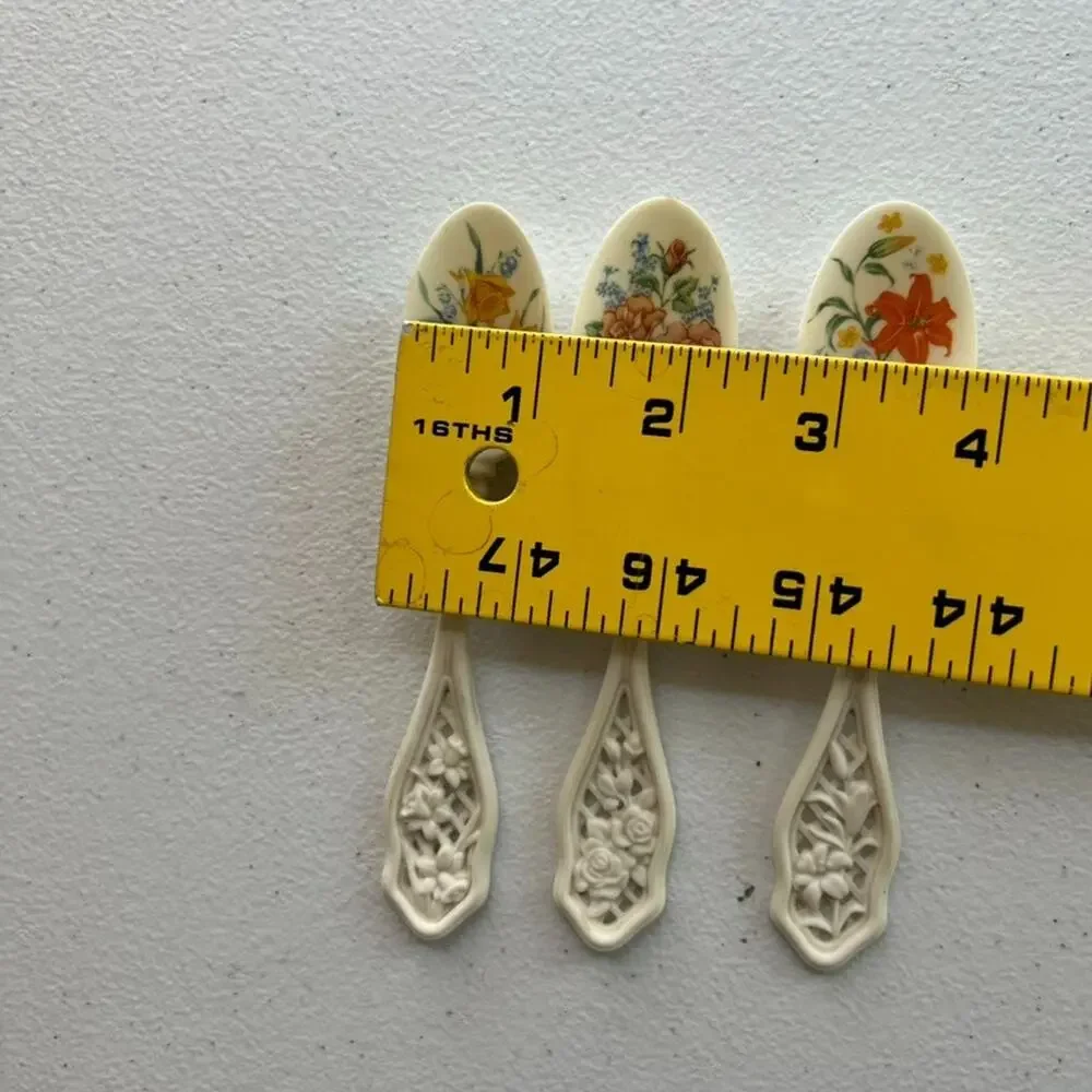 Lot of 3 AVON 1989 American Favorite Flower Porcelain Spoons 5.25